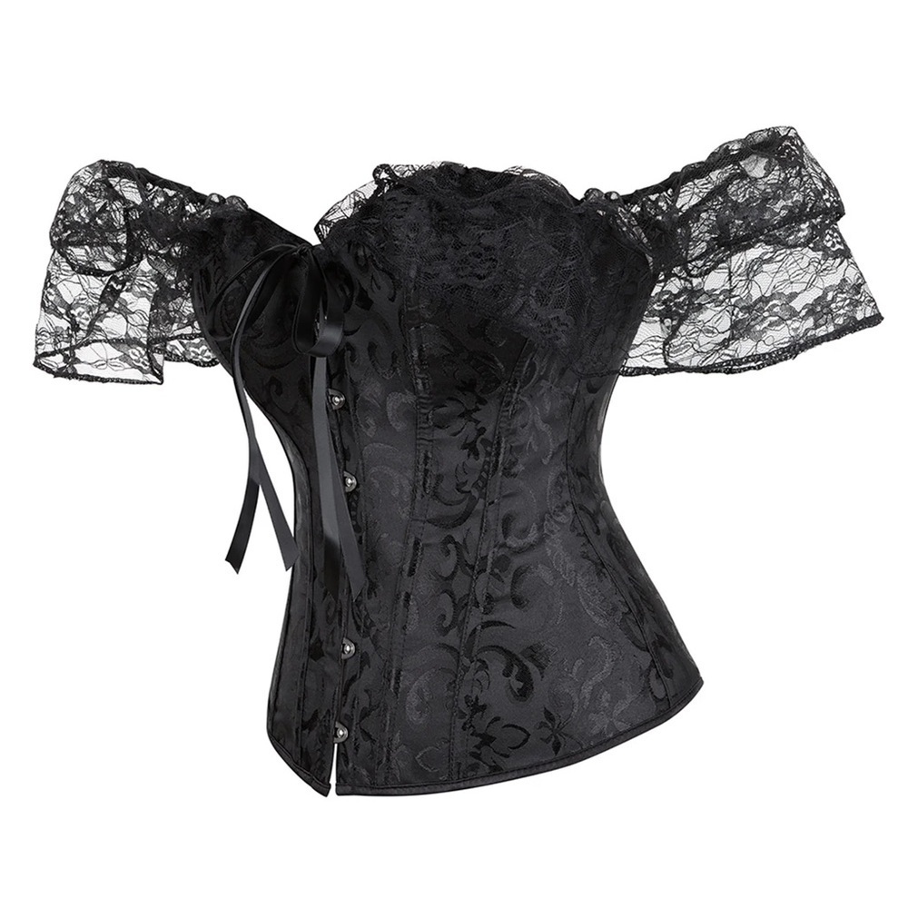 Gothic Renaissance Black Lace Corset Top